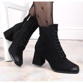 Botines de ante con cordones y cremallera Potocki W WOL191A negro 1