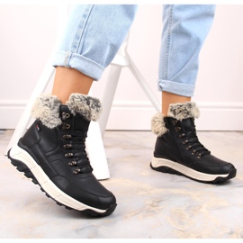 Botines de mujer impermeables de piel con aislamiento de lana, negro Rieker W0063-00 2