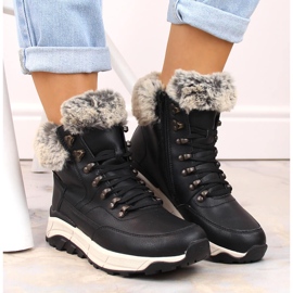 Botines de mujer impermeables de piel con aislamiento de lana, negro Rieker W0063-00 3