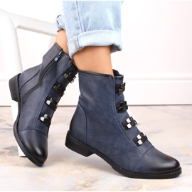 Botines de tacón plano con aislamiento para mujer, azul Jezzi 1