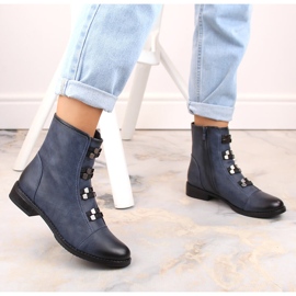 Botines de tacón plano con aislamiento para mujer, azul Jezzi 2