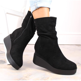 Botas de cuña de ante para mujer, aislantes, negro, T.Sokolski Z23-370 1