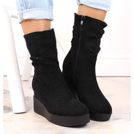 Botas de cuña de ante para mujer, aislantes, negro, T.Sokolski Z23-370 3