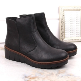 Botas de cuña de mujer cómodas y aislantes en color negro Rieker X9165-00 5