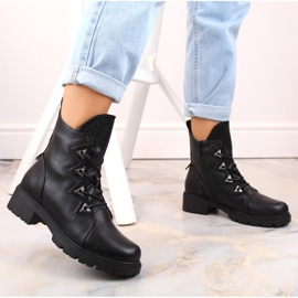 Botines de mujer aislantes negros con circonitas S.Barski HY93-52A 2