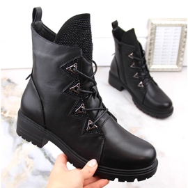 Botines de mujer aislantes negros con circonitas S.Barski HY93-52A 4
