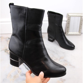 Botines de mujer Jezzi ASA125A-5 negros con aislamiento y tacón decorativo 4