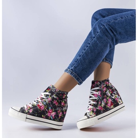 BM Zapatillas con cuña floral negras de Fouquet negro 2
