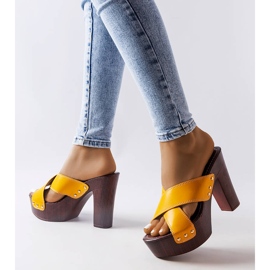 Chanclas de tacón amarillas de Lépicier amarillo 2