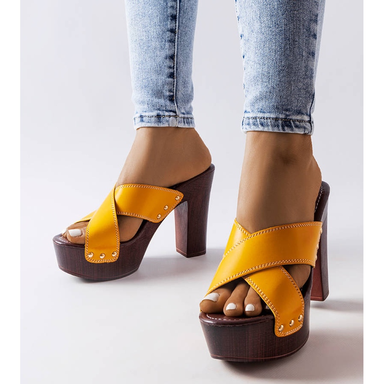 Chanclas de tacón amarillas de Lépicier amarillo 1