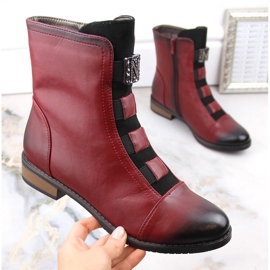 Botines aislantes de mujer Jezzi burdeos con decoración rojo 4