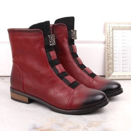 Botines aislantes de mujer Jezzi burdeos con decoración rojo 5