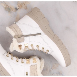 Botines de mujer impermeables de piel con aislamiento de lana, blanco Remonte D0E71-80 16