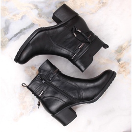 Botines de mujer Jezzi aislados de tacón alto y decoración en negro 6