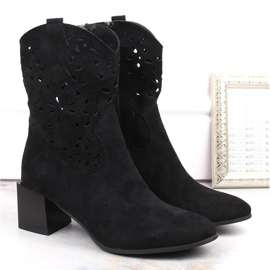 Botas cowboy caladas de mujer, sin aislamiento, negras Jezzi ASA217-4 negro 4