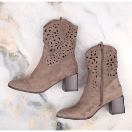 Botas cowboy caladas de mujer, sin aislamiento, beige Jezzi ASA217-4 6