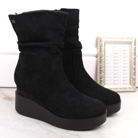Botas de cuña de ante para mujer, aislantes, negro, T.Sokolski Z23-370 5