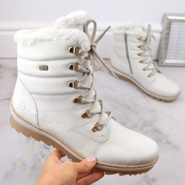 Botines de mujer impermeables de piel con aislamiento de lana, blanco Remonte R8480-80 11
