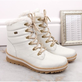 Botines de mujer impermeables de piel con aislamiento de lana, blanco Remonte R8480-80 12