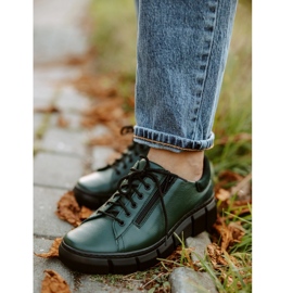 WASAK Zapatos mujer sneakers de piel 0663W verde 8