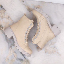 Botas aislantes de mujer con cordones y cremallera, beige Jezzi RMR2038-39 6