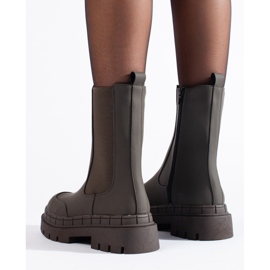 Botas altas verde oscuro mate con elástico Shelovet 2
