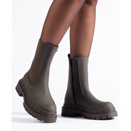 Botas altas verde oscuro mate con elástico Shelovet 3