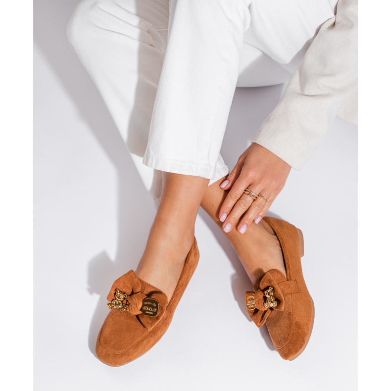 Mocasines de mujer Shelovet de ante marrón 1