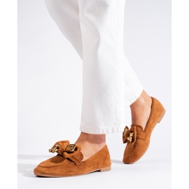 Mocasines de mujer Shelovet de ante marrón 2
