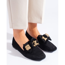 Mocasines de mujer Shelovet de ante negro 1