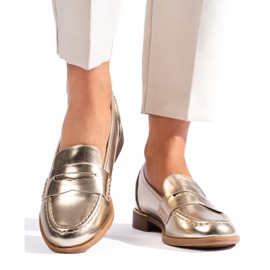 Mocasines clásicos de mujer Shelovet dorados 1