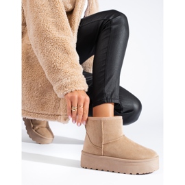 Botas de nieve para mujer en la plataforma Shelovet beige. 1