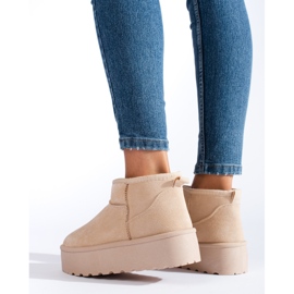 Botas de nieve cortas beige con plataforma Shelovet. 3