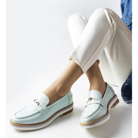 Mocasines Orlanda de piel color menta verde 1