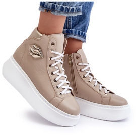 Zapatillas Mujer Cremallera Alta Lemar Beige Katerin 11