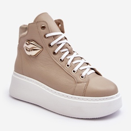 Zapatillas Mujer Cremallera Alta Lemar Beige Katerin 3