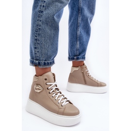 Zapatillas Mujer Cremallera Alta Lemar Beige Katerin 10