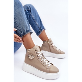 Zapatillas Mujer Cremallera Alta Lemar Beige Katerin 1