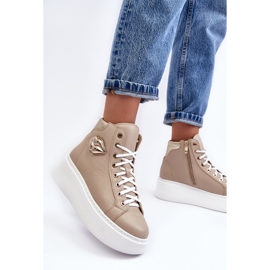 Zapatillas Mujer Cremallera Alta Lemar Beige Katerin 6