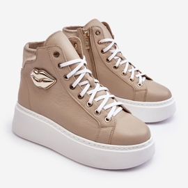 Zapatillas Mujer Cremallera Alta Lemar Beige Katerin 4