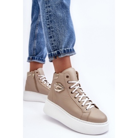 Zapatillas Mujer Cremallera Alta Lemar Beige Katerin 7