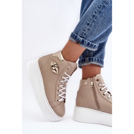 Zapatillas Mujer Cremallera Alta Lemar Beige Katerin 9