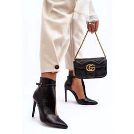 WS1 Botines Mujer de Piel con Tacón Alto, Negro Amalundi 2