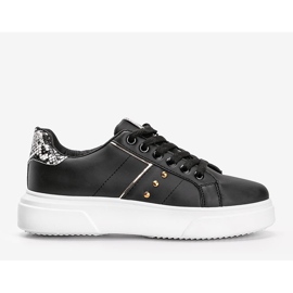 Zapatillas negras con motivo de piel de serpiente de Ellen negro 1