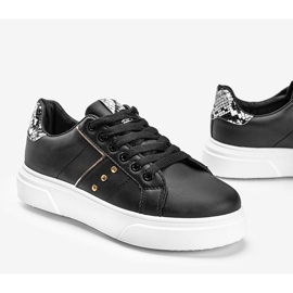 Zapatillas negras con motivo de piel de serpiente de Ellen negro 2