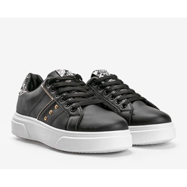 Zapatillas negras con motivo de piel de serpiente de Ellen negro 3
