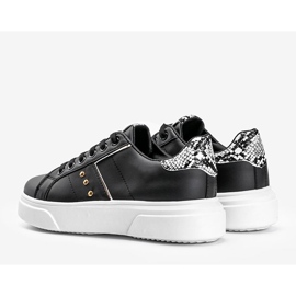 Zapatillas negras con motivo de piel de serpiente de Ellen negro 4