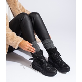 Botas de nieve de plataforma negras para mujer negro 2