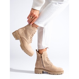 W. Potocki Botas de trabajo de ante calado Potocki beige 3