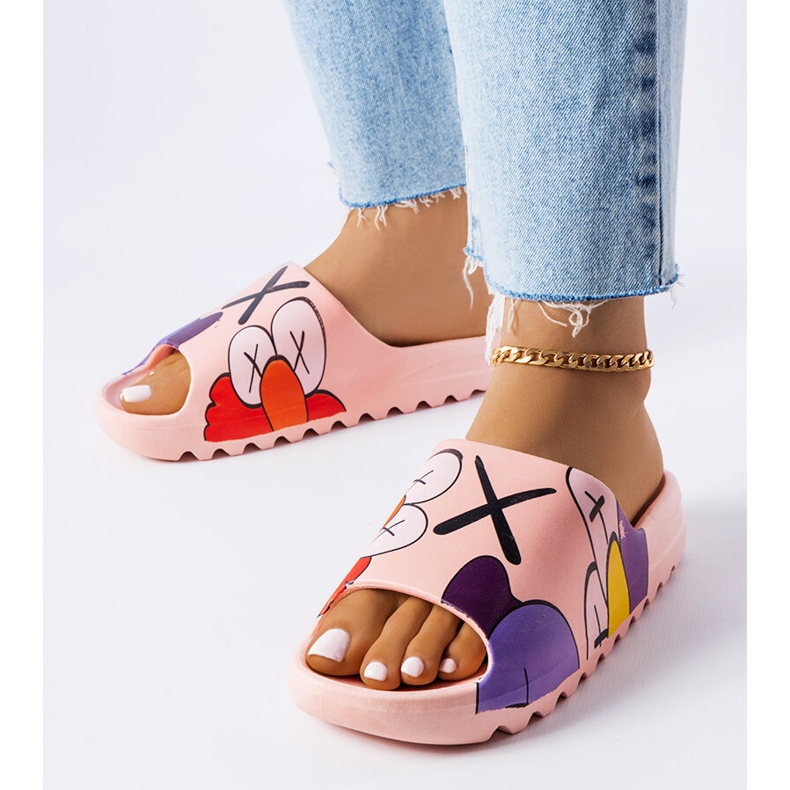 Chanclas rosas con dibujo y estampado Lindale rosado 1